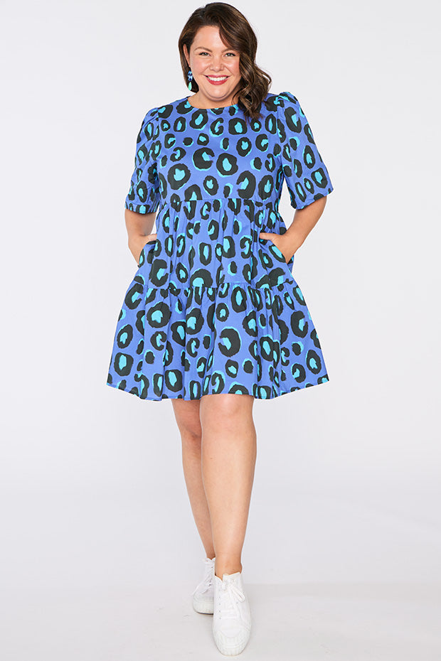 Isadora Electric Blue Leopard Dress – Electric Blue Leopard mini dress