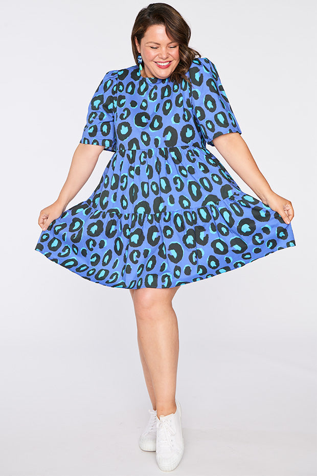 Isadora Electric Blue Leopard Dress – Little Party Dress