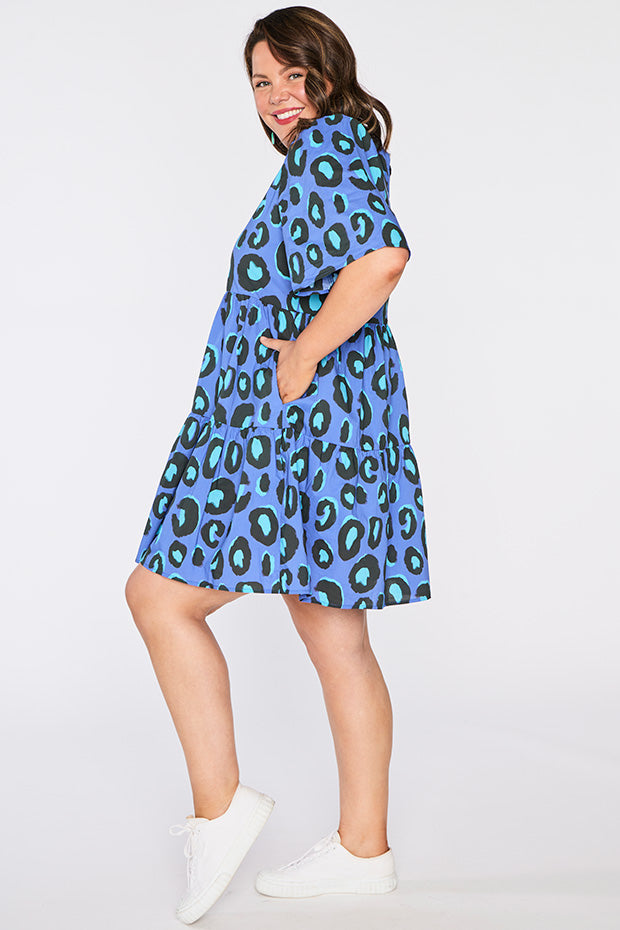 Isadora Electric Blue Leopard Dress – Electric Blue Leopard mini dress