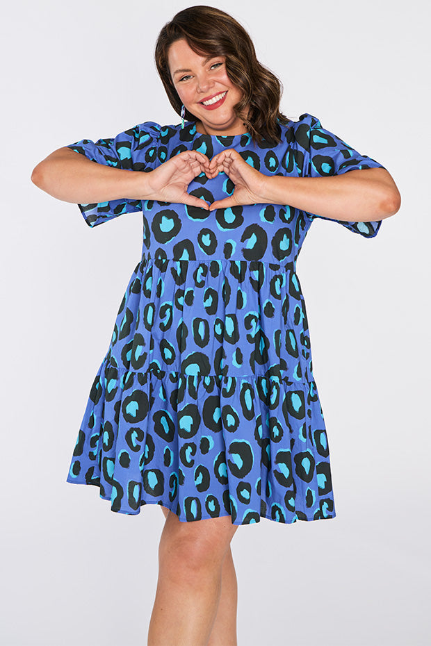 Isadora Electric Blue Leopard Dress – Electric Blue Leopard mini dress