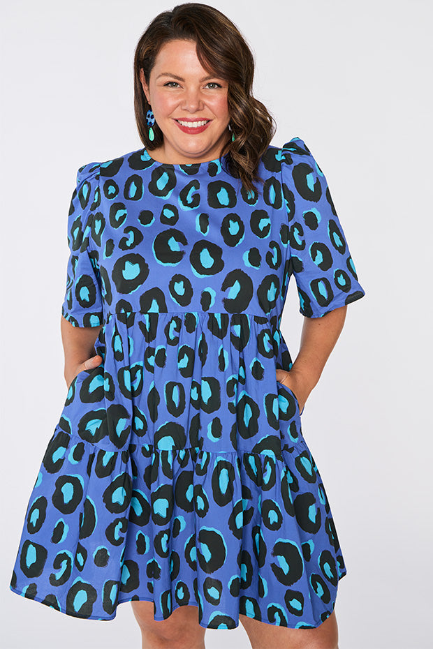 Isadora Electric Blue Leopard Dress – Little Party Dress