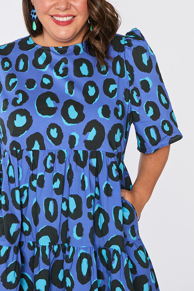 Isadora Electric Blue Leopard Dress – Little Party Dress