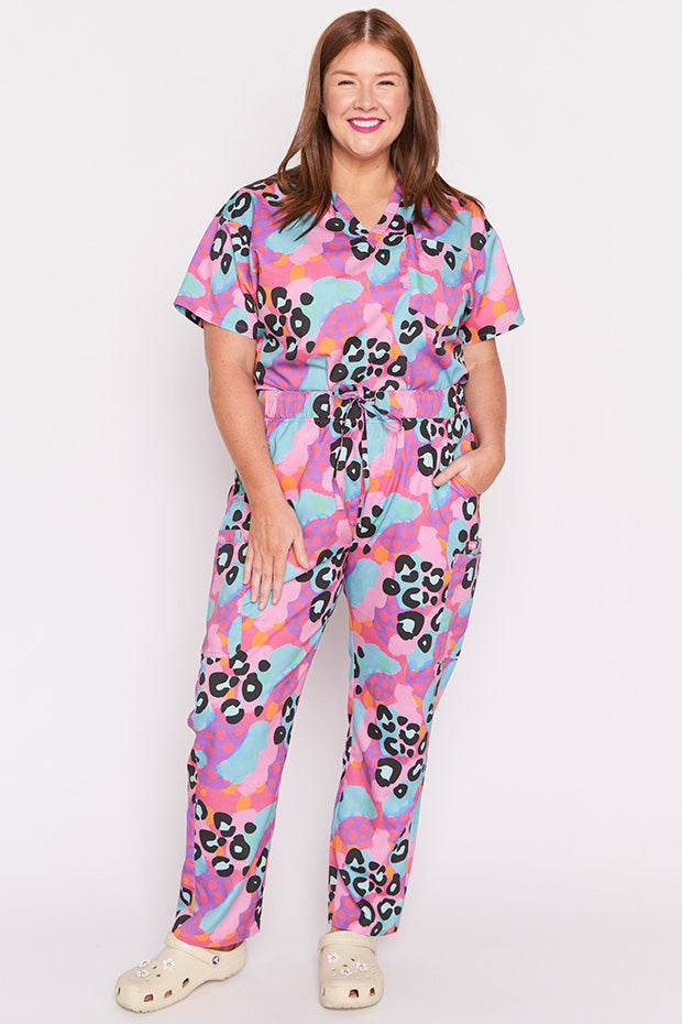 Cristina Inky Leopard Scrub Pant – Inky Leopard wide leg pants