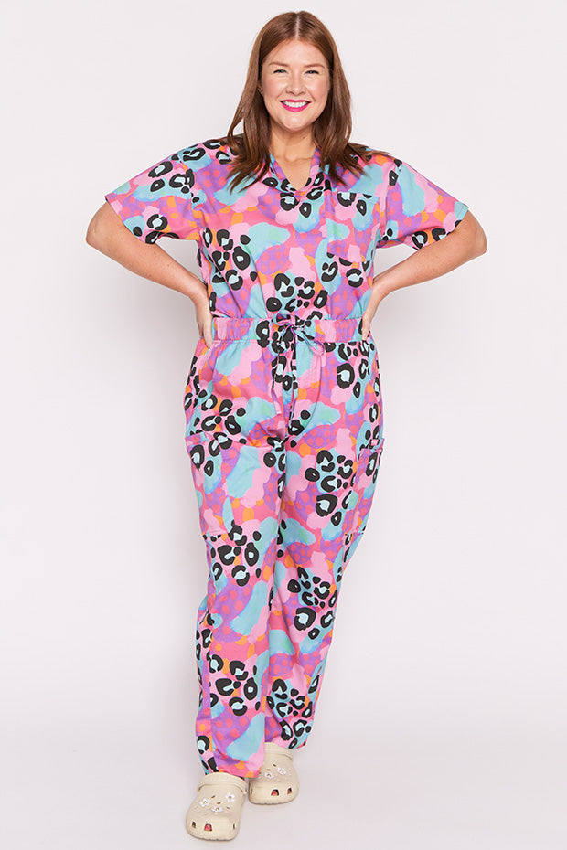 Cristina Inky Leopard Scrub Pant – Inky Leopard wide leg pants