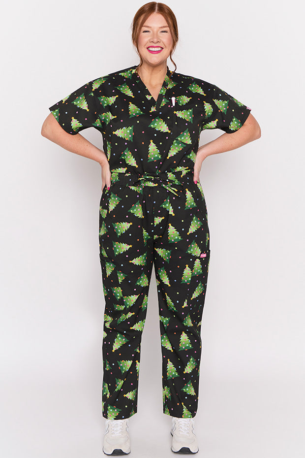 Cristina Christmas Tree Scrub Pant – Christmas Tree wide leg pants