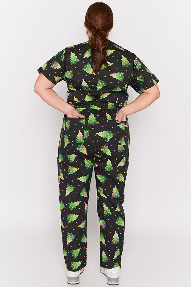 Cristina Christmas Tree Scrub Pant – Christmas Tree wide leg pants