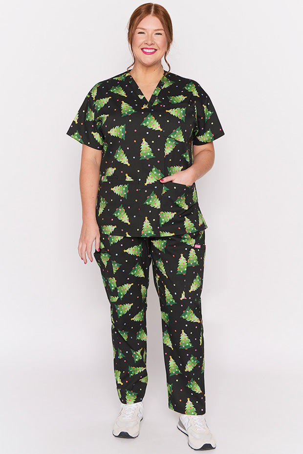 Meredith Christmas Tree Scrub Top – Christmas Tree top