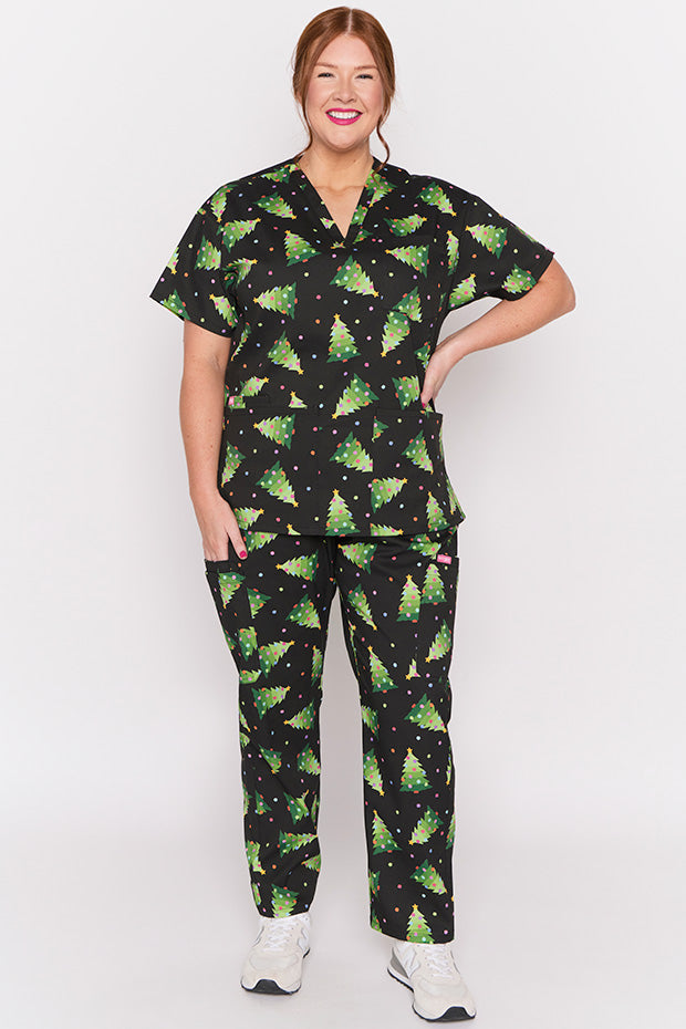 Meredith Christmas Tree Scrub Top – Christmas Tree top
