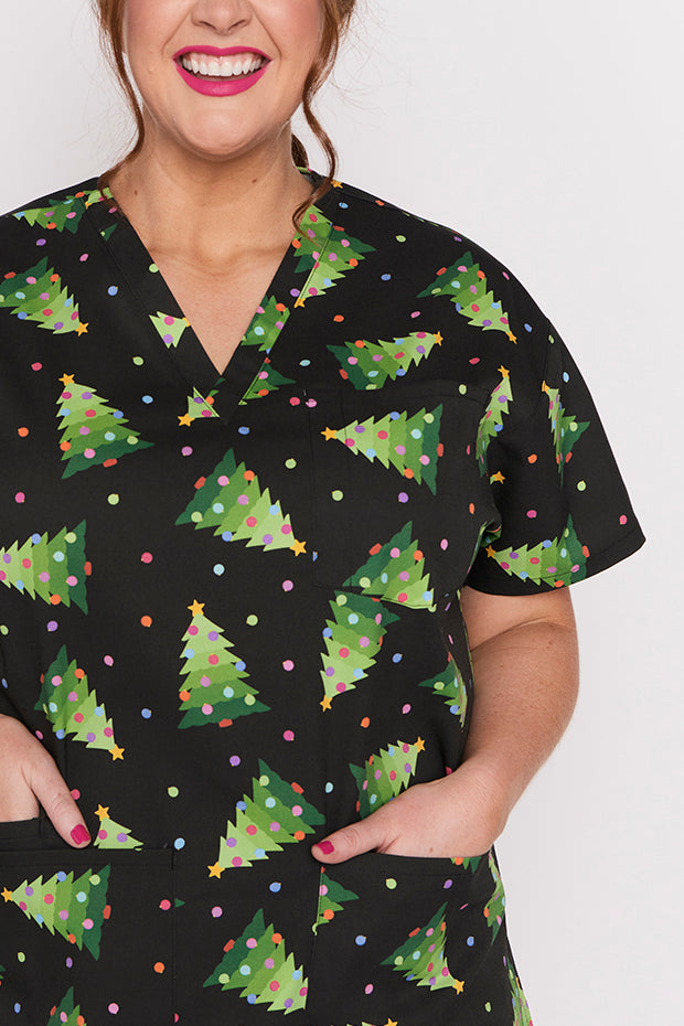 Meredith Christmas Tree Scrub Top – Christmas Tree top
