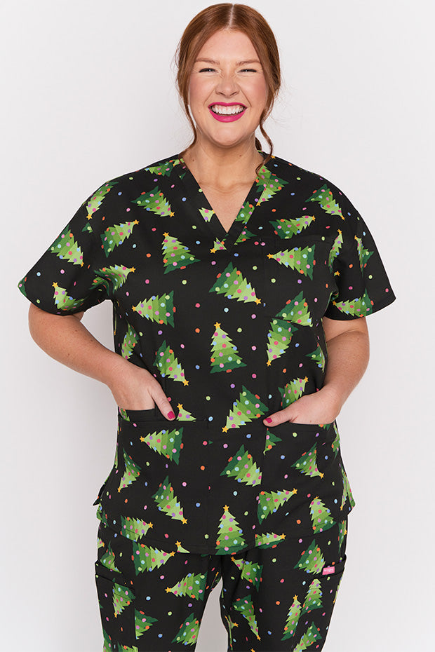 Meredith Christmas Tree Scrub Top – Christmas Tree top