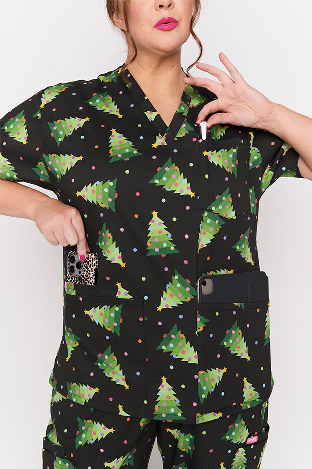 Meredith Christmas Tree Scrub Top – Christmas Tree top