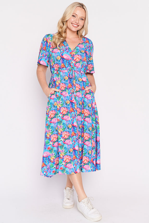 Michelle Flamingo Oasis Dress – Flamingo Oasis midi dress
