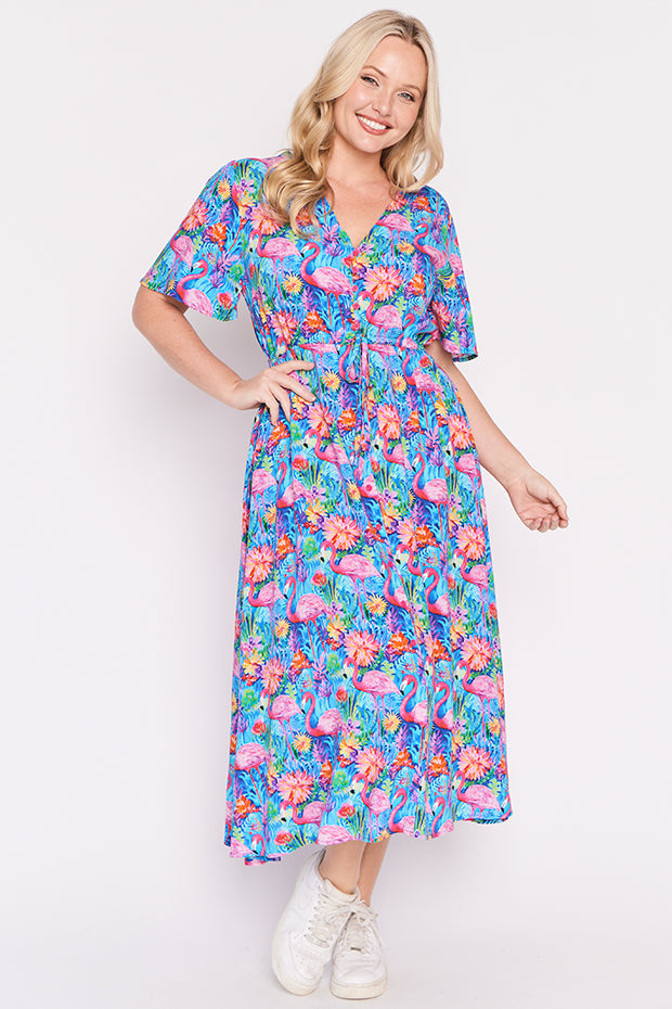 Michelle Flamingo Oasis Dress – Flamingo Oasis midi dress