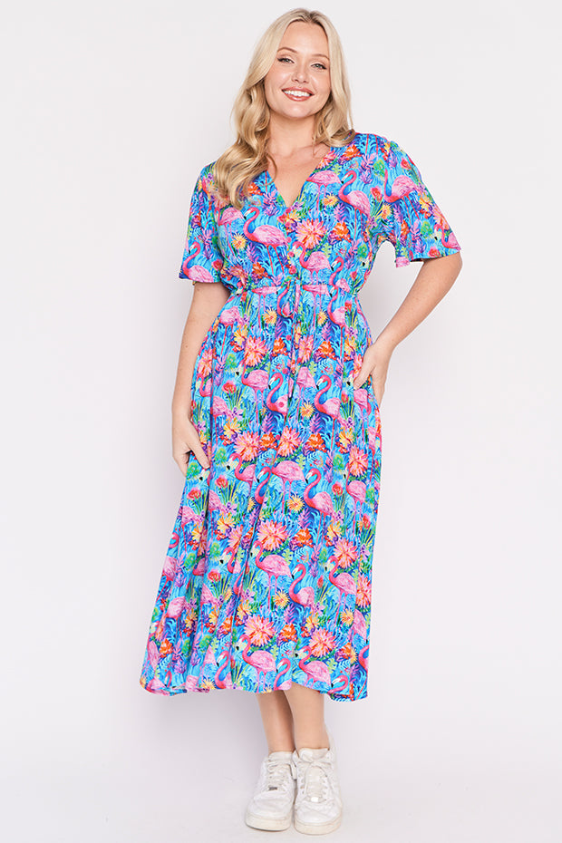 Michelle Flamingo Oasis Dress – Flamingo Oasis midi dress