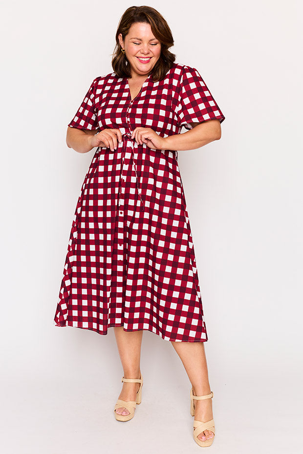 Marley Cotton Cherry Gingham Dress – Cherry Gingham midi dress