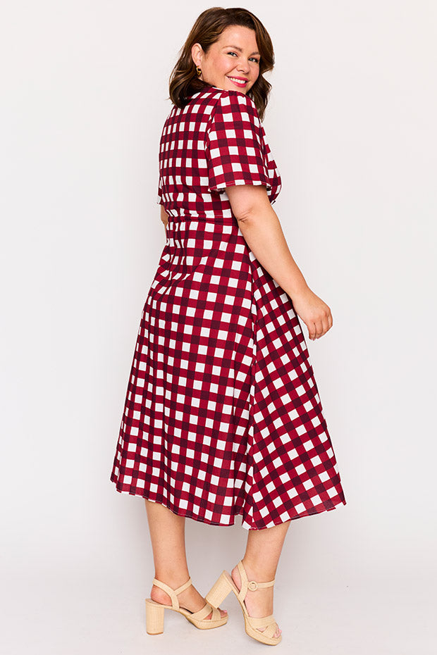 Marley Cotton Cherry Gingham Dress – Cherry Gingham midi dress