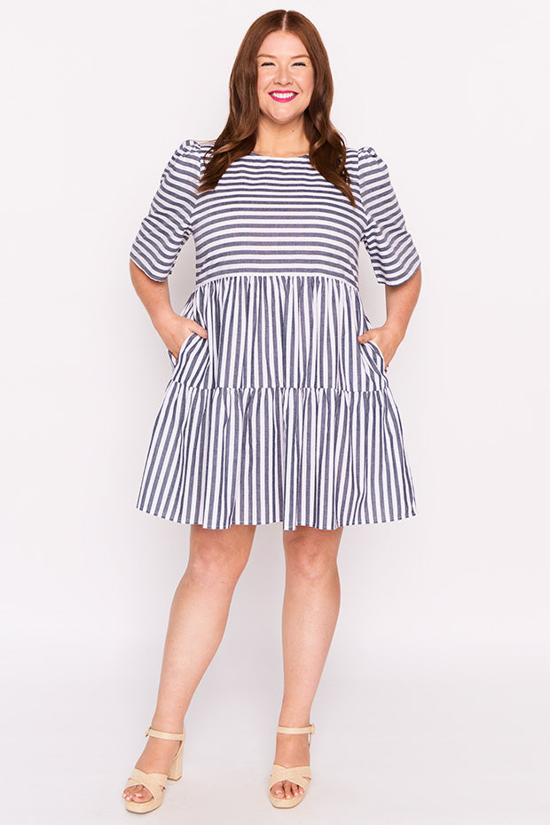 Ronnie Navy Stripe Dress – Navy Stripe mini dress