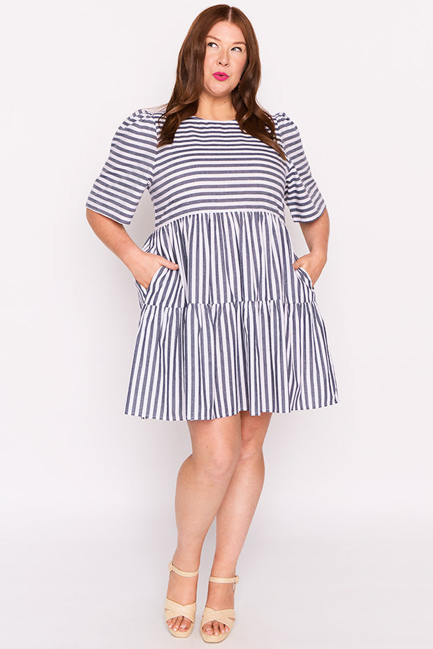Ronnie Navy Stripe Dress – Navy Stripe mini dress