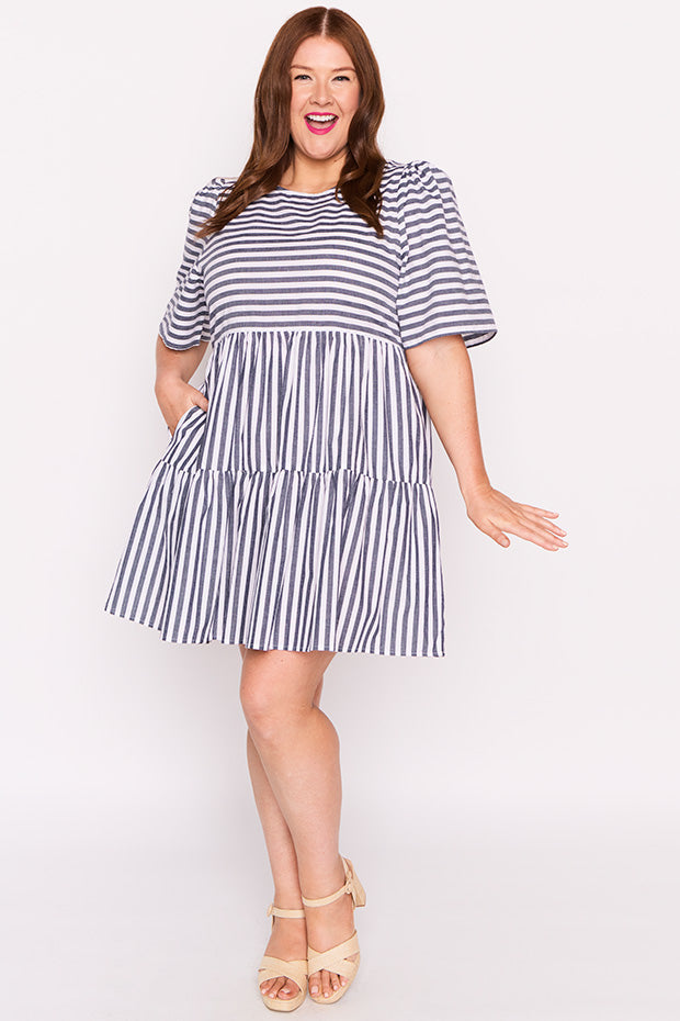 Ronnie Navy Stripe Dress – Navy Stripe mini dress