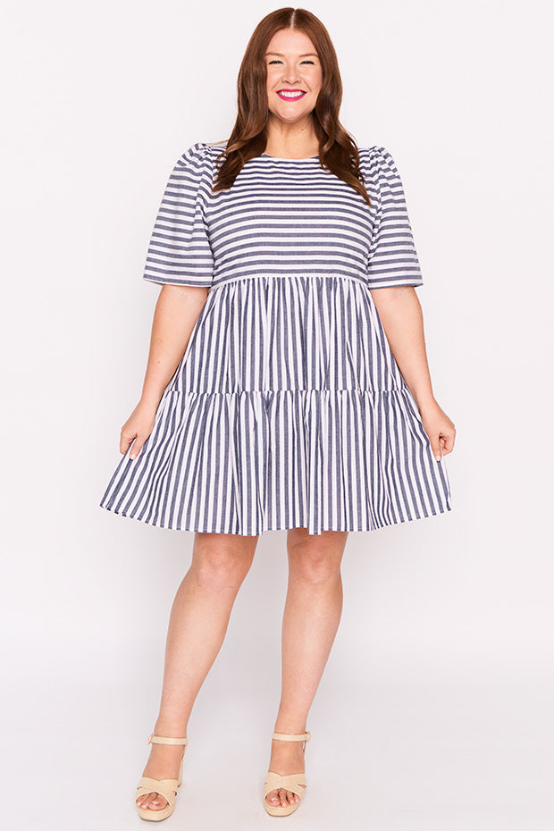 Ronnie Navy Stripe Dress – Navy Stripe mini dress