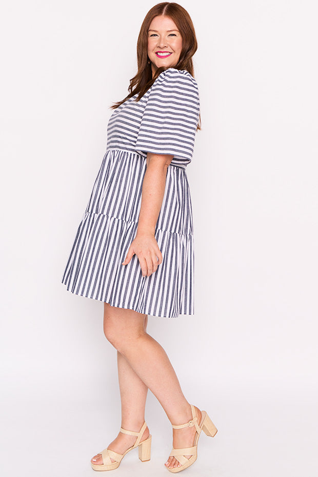 Ronnie Navy Stripe Dress – Navy Stripe mini dress