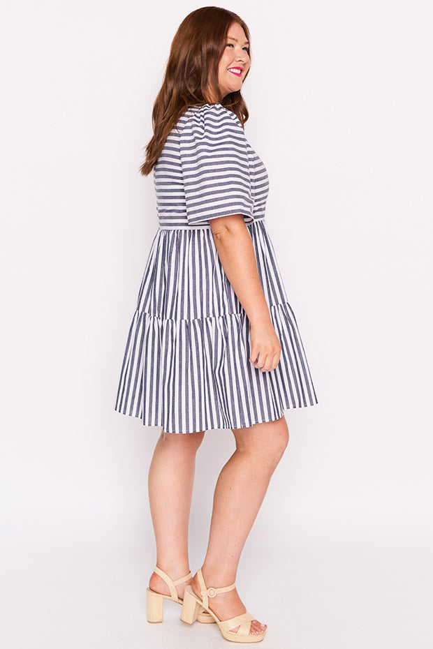 Ronnie Navy Stripe Dress – Navy Stripe mini dress
