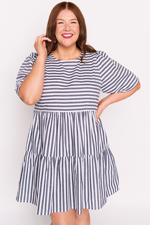 Ronnie Navy Stripe Dress – Navy Stripe mini dress
