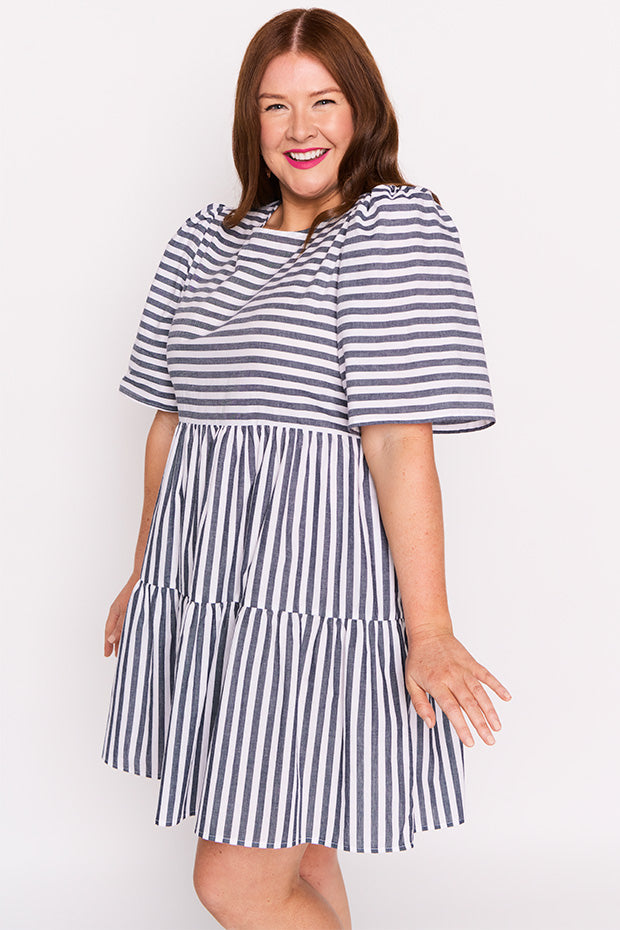 Ronnie Navy Stripe Dress – Navy Stripe mini dress