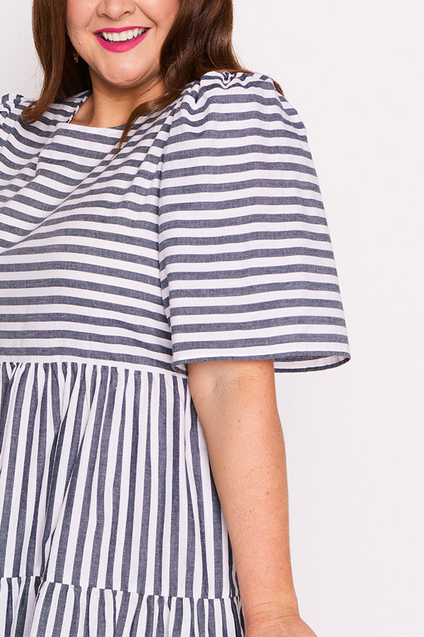 Ronnie Navy Stripe Dress – Navy Stripe mini dress