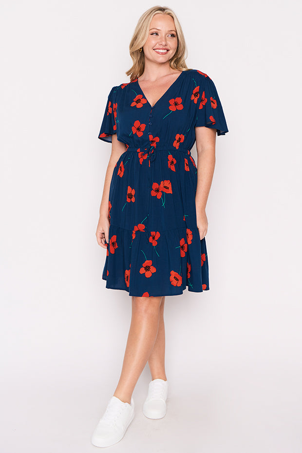 Remi Red Poppy Fields Dress – Red Poppy Fields knee length dress