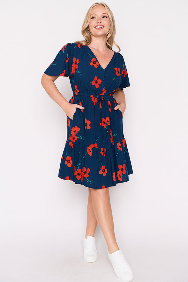 Remi Red Poppy Fields Dress – Red Poppy Fields knee length dress