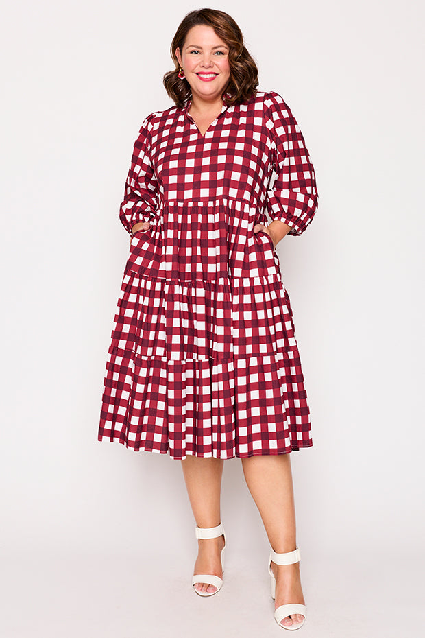 Crystal Cherry Gingham Dress – Cherry Gingham midi dress