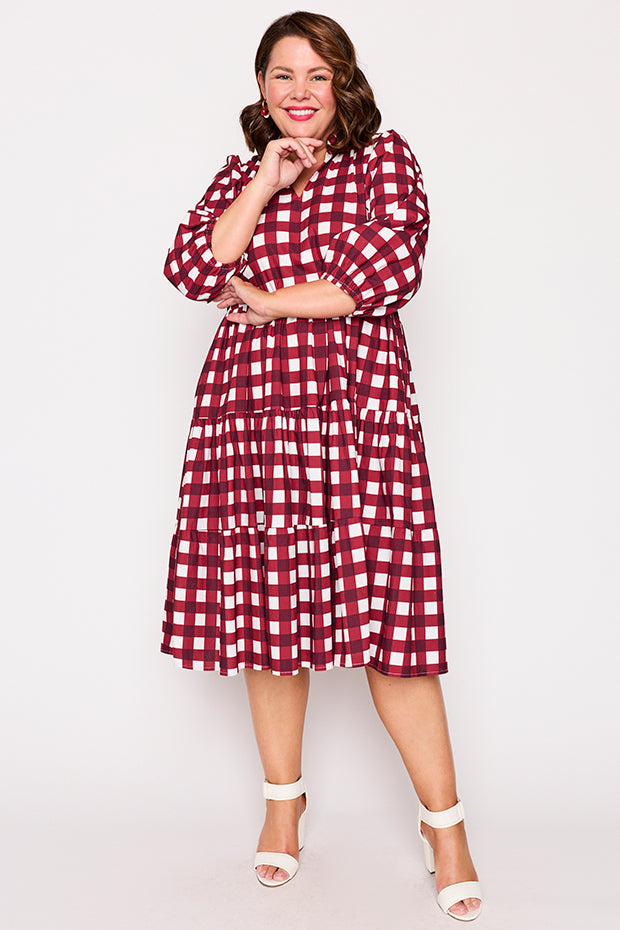 Crystal Cherry Gingham Dress – Cherry Gingham midi dress