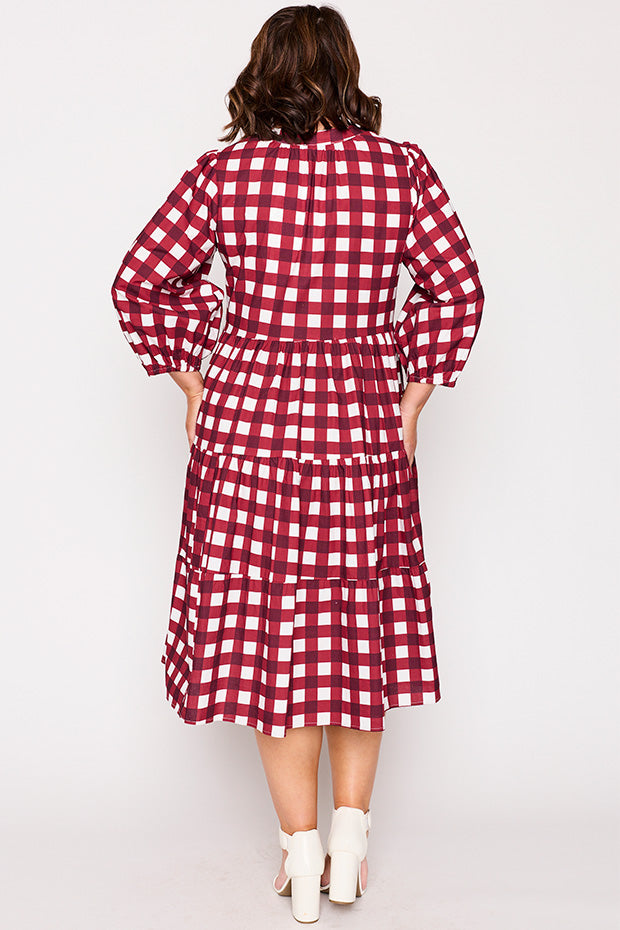 Crystal Cherry Gingham Dress – Cherry Gingham midi dress