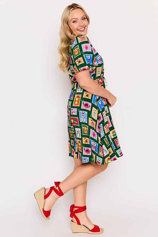 Jaz Aussie Stamps Christmas Dress – Aussie Stamps Christmas knee length dress