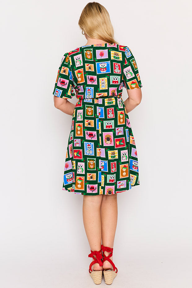 Jaz Aussie Stamps Christmas Dress – Aussie Stamps Christmas knee length dress