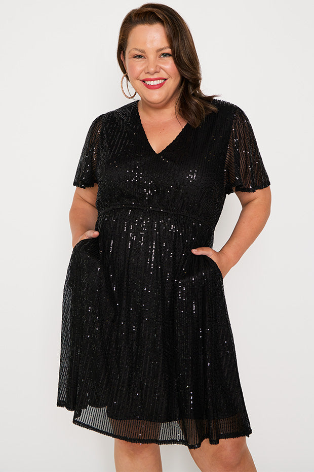 Angelica Black Sequins Dress – Black Sequins sequin dress