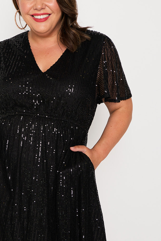 Angelica Black Sequins Dress – Black Sequins sequin dress