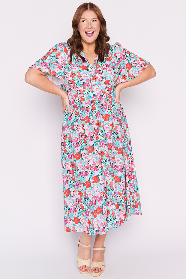 Imogen Pops of Red Dress – Pops of Red midi dress