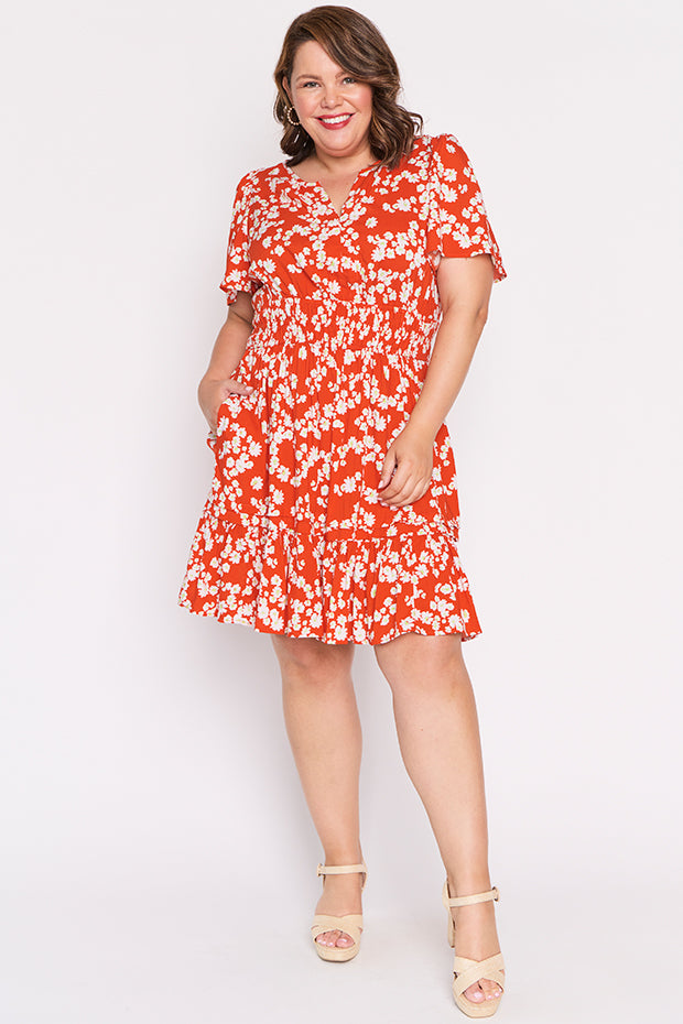 Layla Red Petal Whimsy Dress – Red Petal Whimsy midi dress
