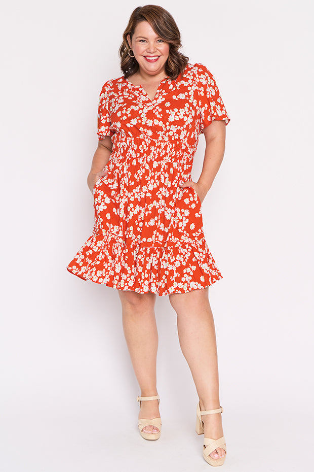 Layla Red Petal Whimsy Dress – Red Petal Whimsy midi dress