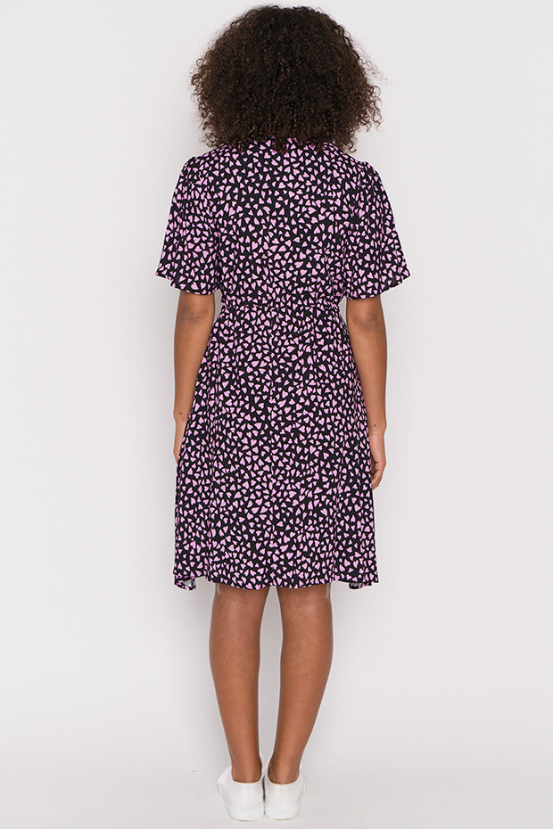 Jaz Abstract Hearts Black Pink Dress – Abstract Hearts Black Pink knee length dress