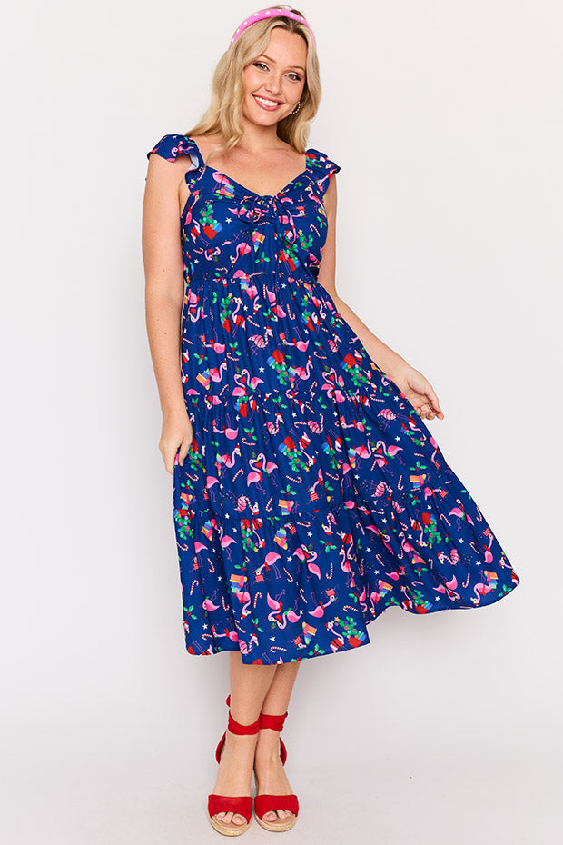 Kona Flamingo Christmas Dress – Flamingo Christmas midi dress