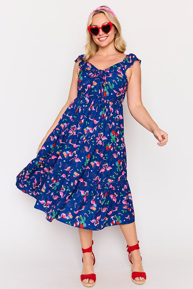 Kona Flamingo Christmas Dress – Flamingo Christmas midi dress