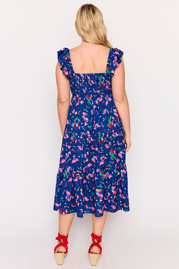 Kona Flamingo Christmas Dress – Flamingo Christmas midi dress
