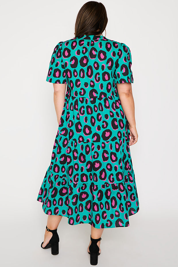 Clara Minty Leopard Dress – Minty Leopard midi dress