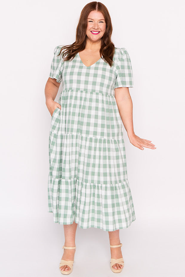 Percy Sage Gingham Dress – Sage Gingham mini dress