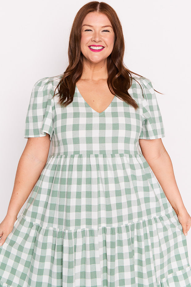 Percy Sage Gingham Dress – Sage Gingham mini dress