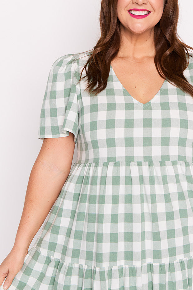 Percy Sage Gingham Dress – Sage Gingham mini dress