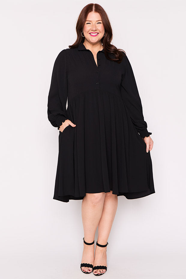 Harlow Black Dress – Black shirt dress
